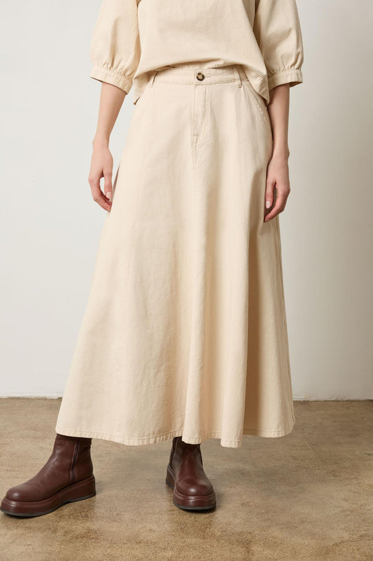 Seamed Maxi Skirt in color Eggshell Image A1