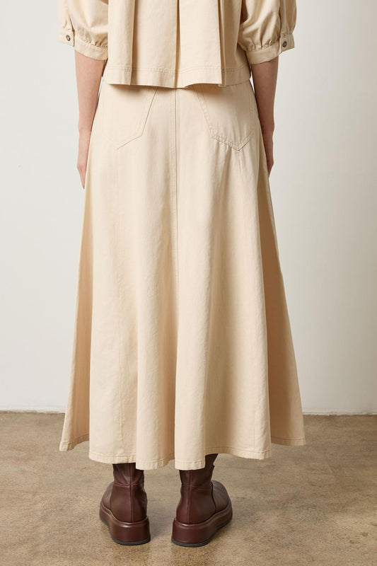 Seamed Maxi Skirt in color Eggshell Image A2