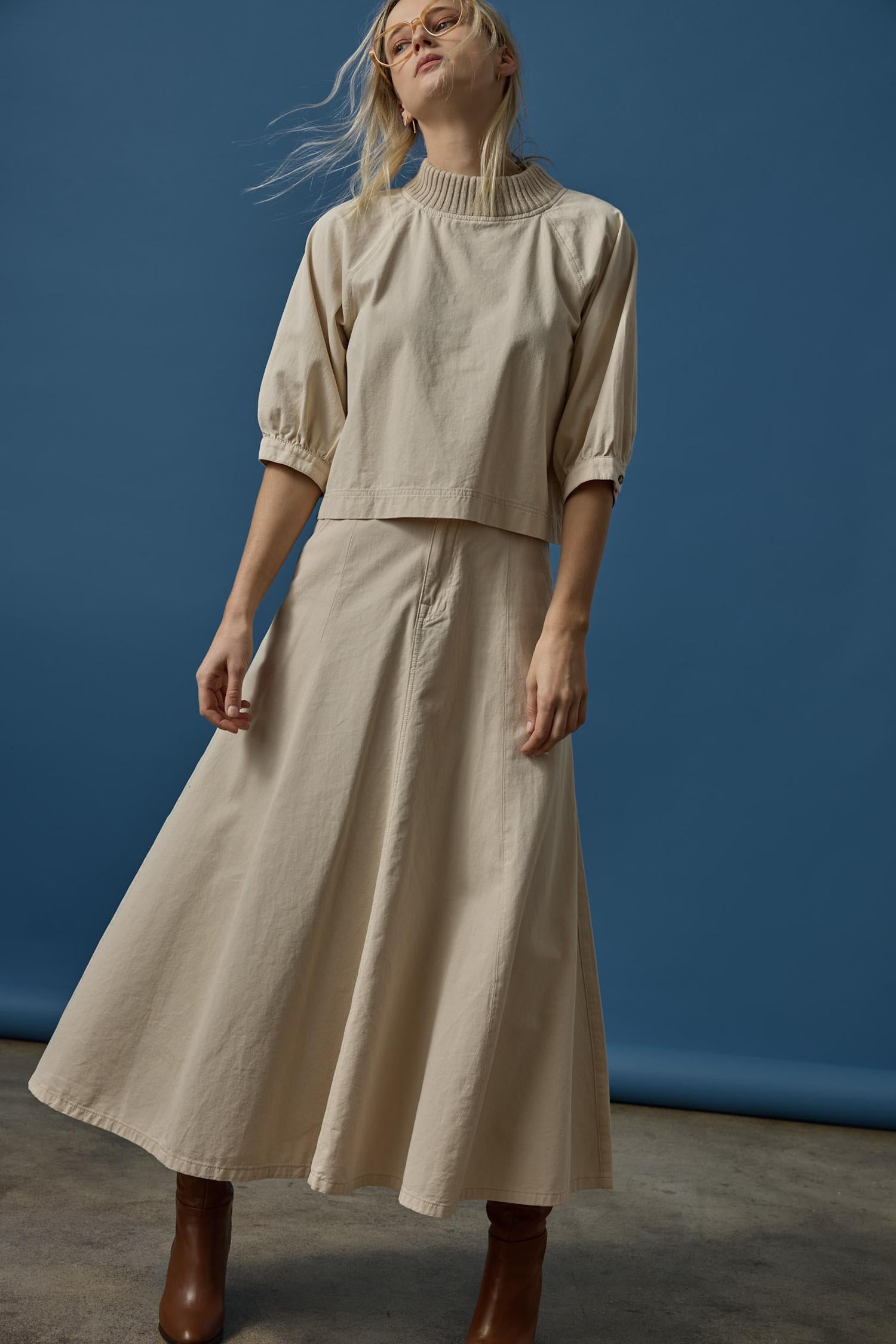 Seamed Maxi Skirt in color Eggshell Image C0