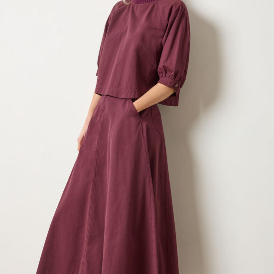 Seamed Maxi Skirt in color Merlot Image A0