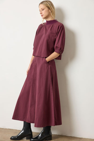 Seamed Maxi Skirt in color Merlot Image A0