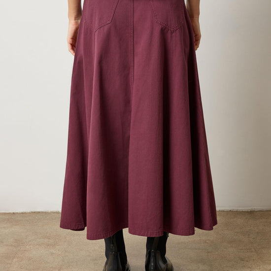 Seamed Maxi Skirt in color Merlot Image A2