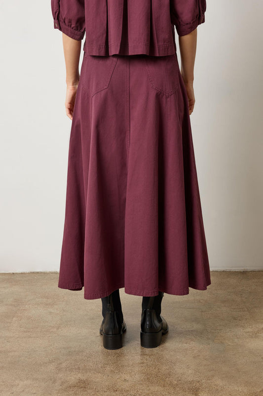Seamed Maxi Skirt in color Merlot Image A2