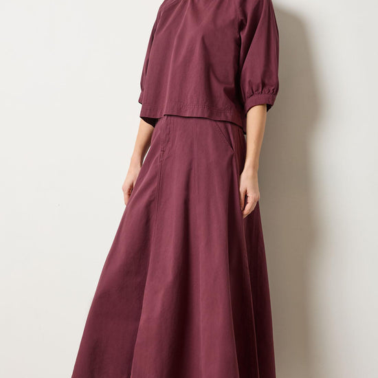 Knit Collar Twill Top in color Merlot Image A0