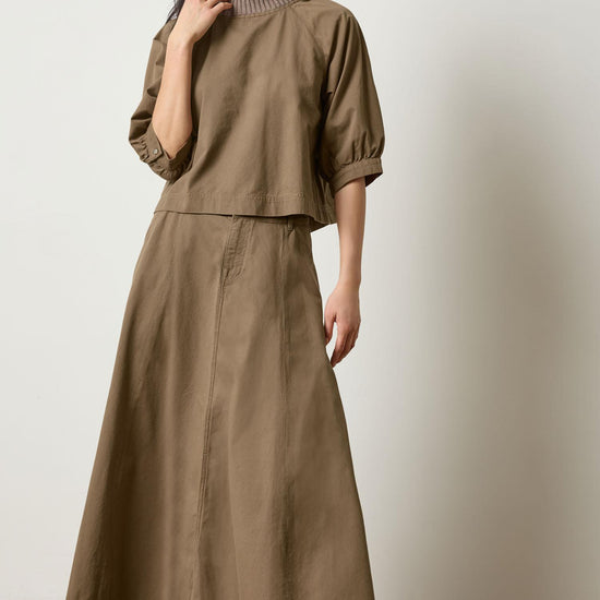 Knit Collar Twill Top in color Parsley Image A0