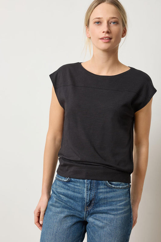 Seamed Wedge Tee Womens Top Black A1