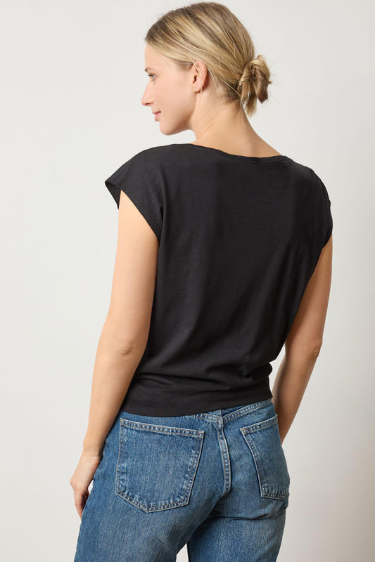 Seamed Wedge Tee Womens Top Black A2