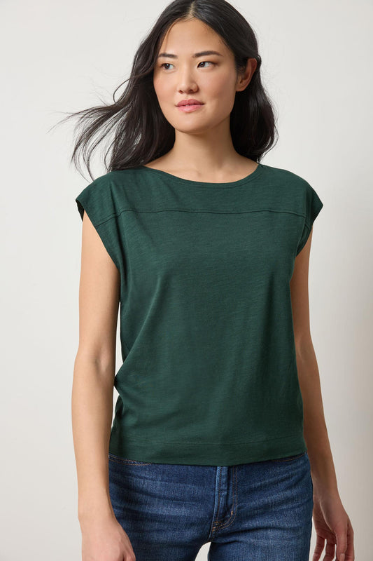 Seamed Wedge Tee Womens Top Spruce A1