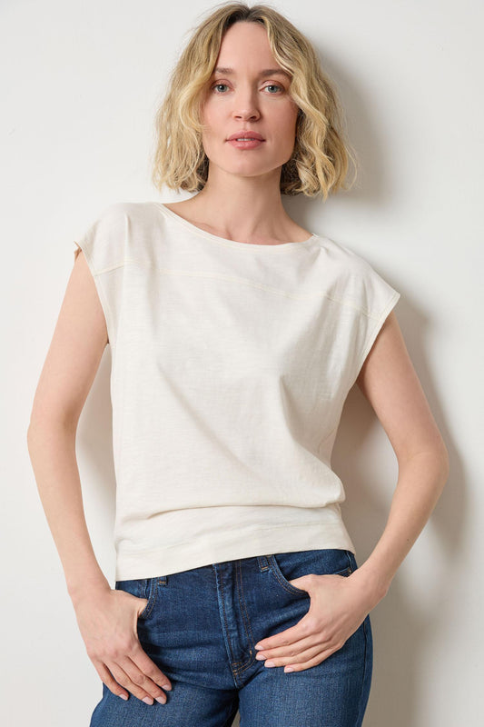 Seamed Wedge Tee Womens Top Talc A1