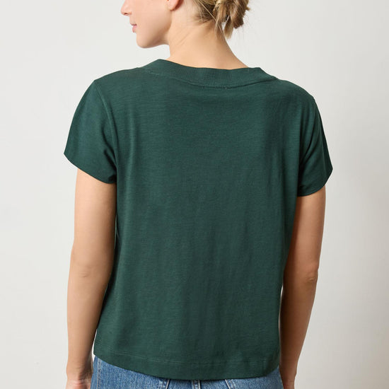 Relaxed Short Sleeve V-Neck Tee Womens Top Spruce A2