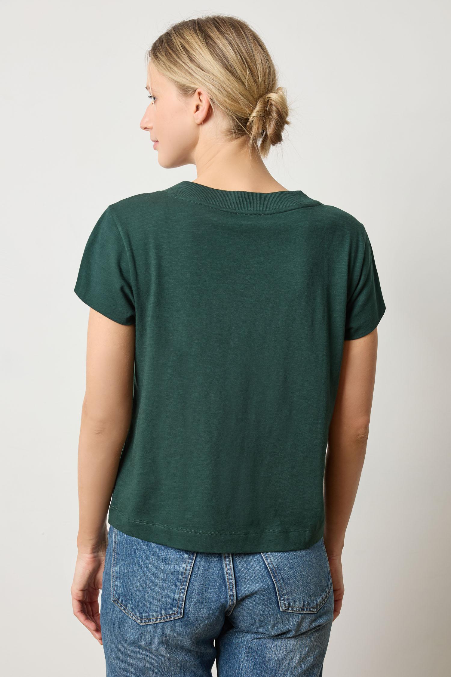 Relaxed Short Sleeve V-Neck Tee Womens Top Spruce A2