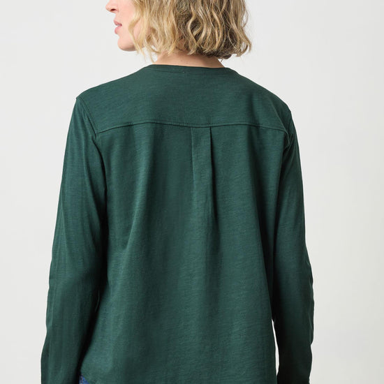 Mandarin Collar Button Down in color Spruce Image A2