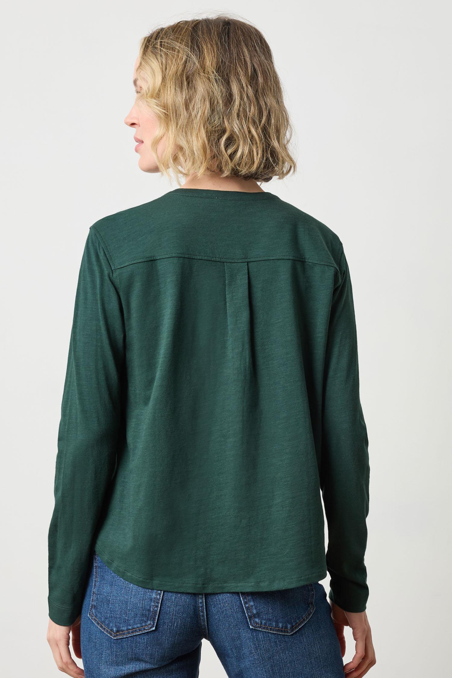 Mandarin Collar Button Down in color Spruce Image A2