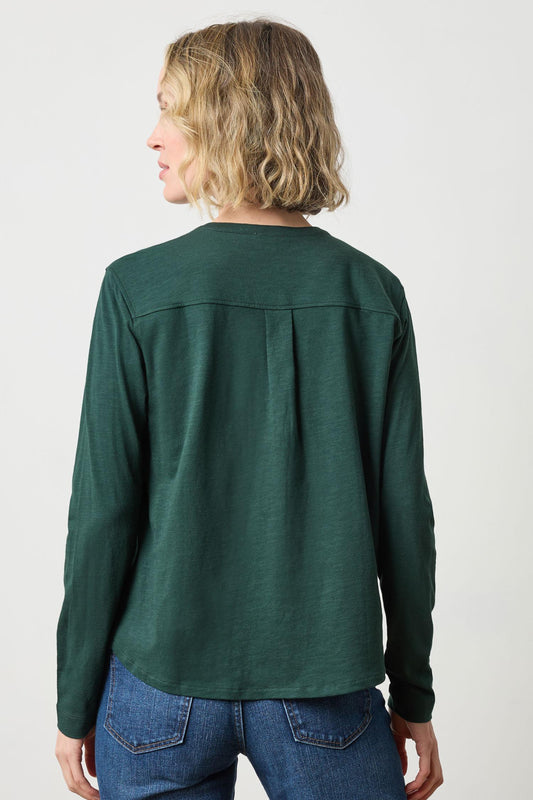 Mandarin Collar Button Down in color Spruce Image A2