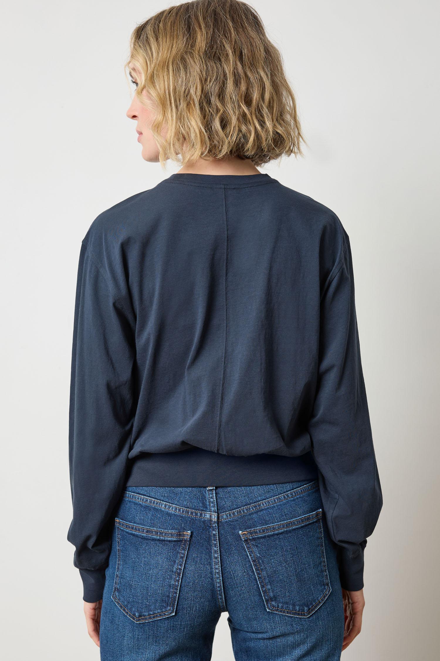 Ribbed Trim Easy Crew Womens Top Navy A2