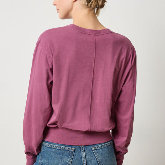 Ribbed Trim Easy Crew Womens Top Vintage Plum A2
