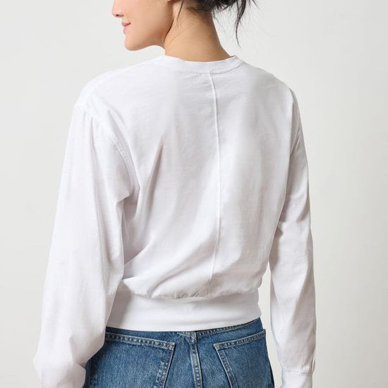 Ribbed Trim Easy Crew Womens Top White A2