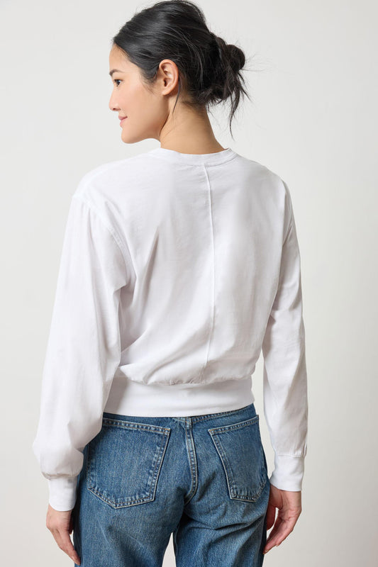 Ribbed Trim Easy Crew Womens Top White A2