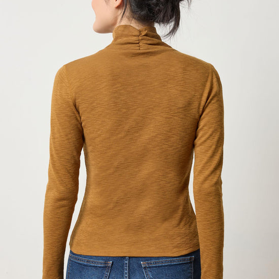Rib Slub Turtleneck Womens Top Dijon A2