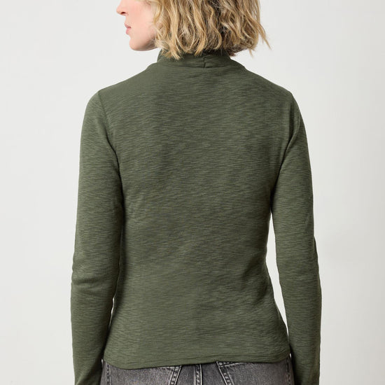 Rib Slub Turtleneck Womens Top Lichen A2