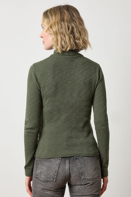 Rib Slub Turtleneck Womens Top Lichen A2