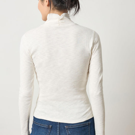 Rib Slub Turtleneck Womens Top Talc A2