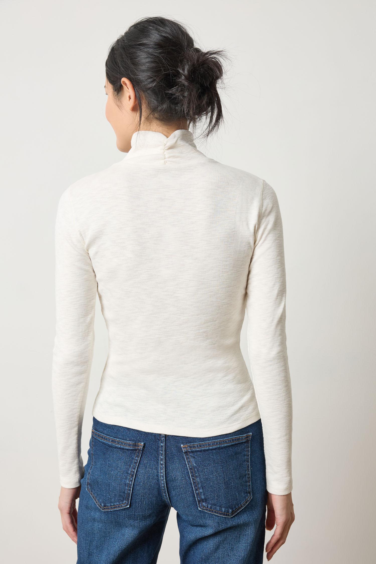 Rib Slub Turtleneck Womens Top Talc A2