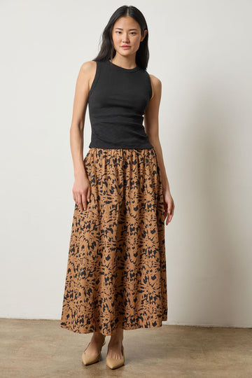 Rib Slub Side Pleat Tank in color Black Image A0