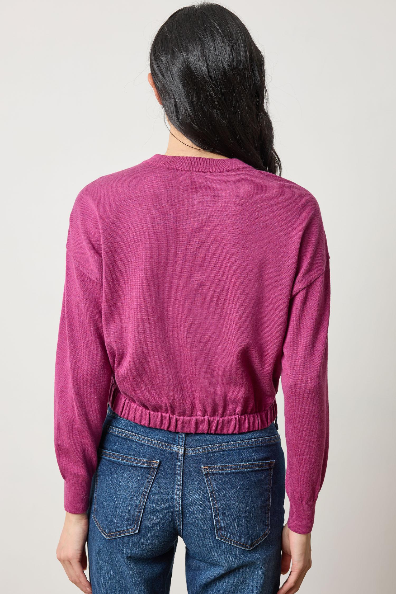 Elastic Waist Henley Sweater Womens Sweater Dahlia A2