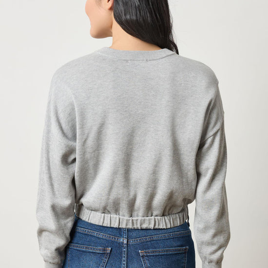 Elastic Waist Henley Sweater Womens Sweater Heather Grey A2