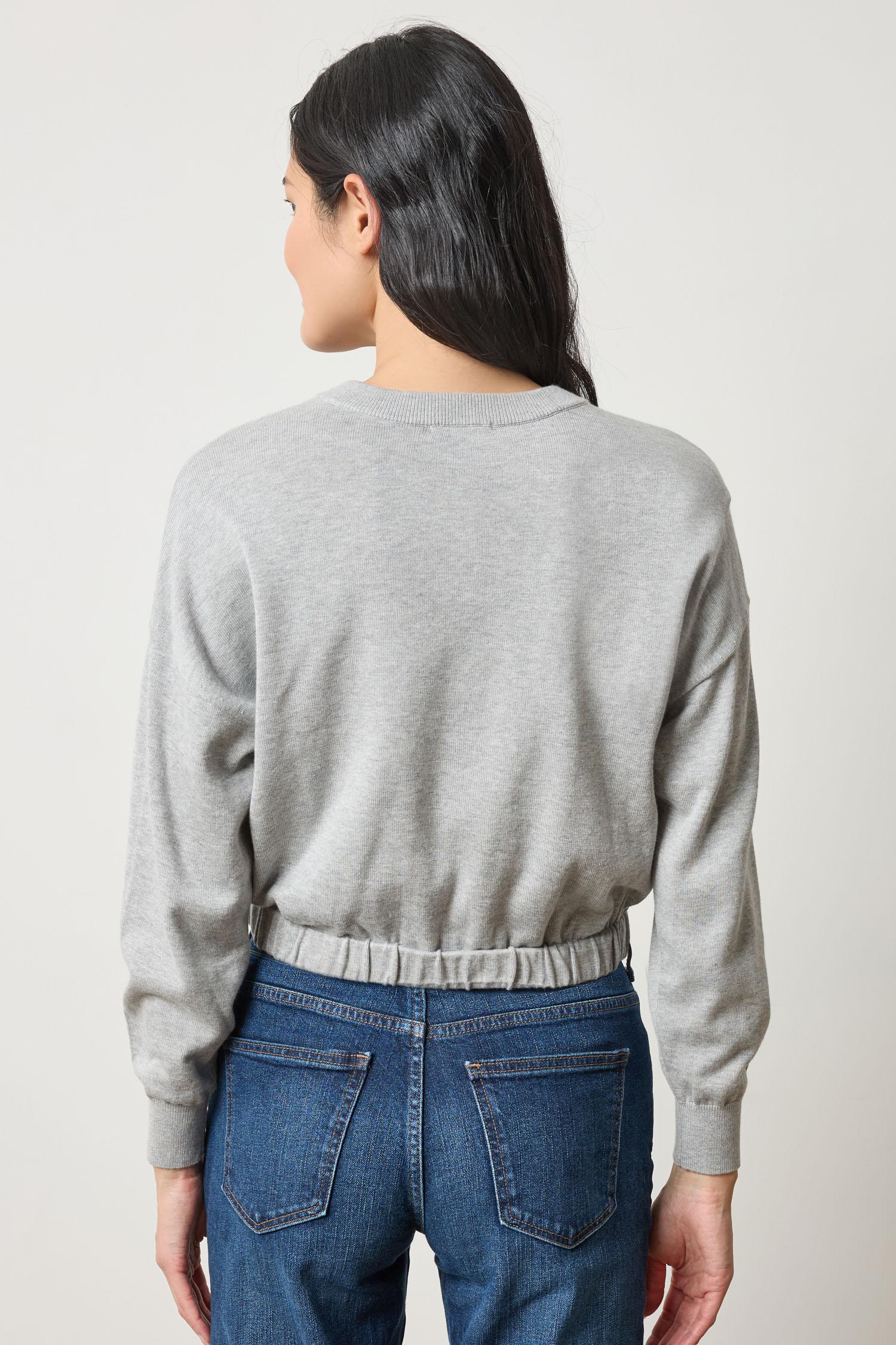 Elastic Waist Henley Sweater Womens Sweater Heather Grey A2