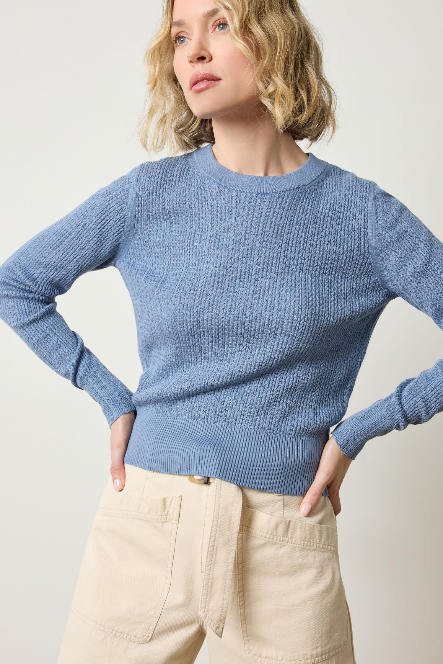 Multi Stitch Pullover Sweater Womens Sweater Bluebell A3