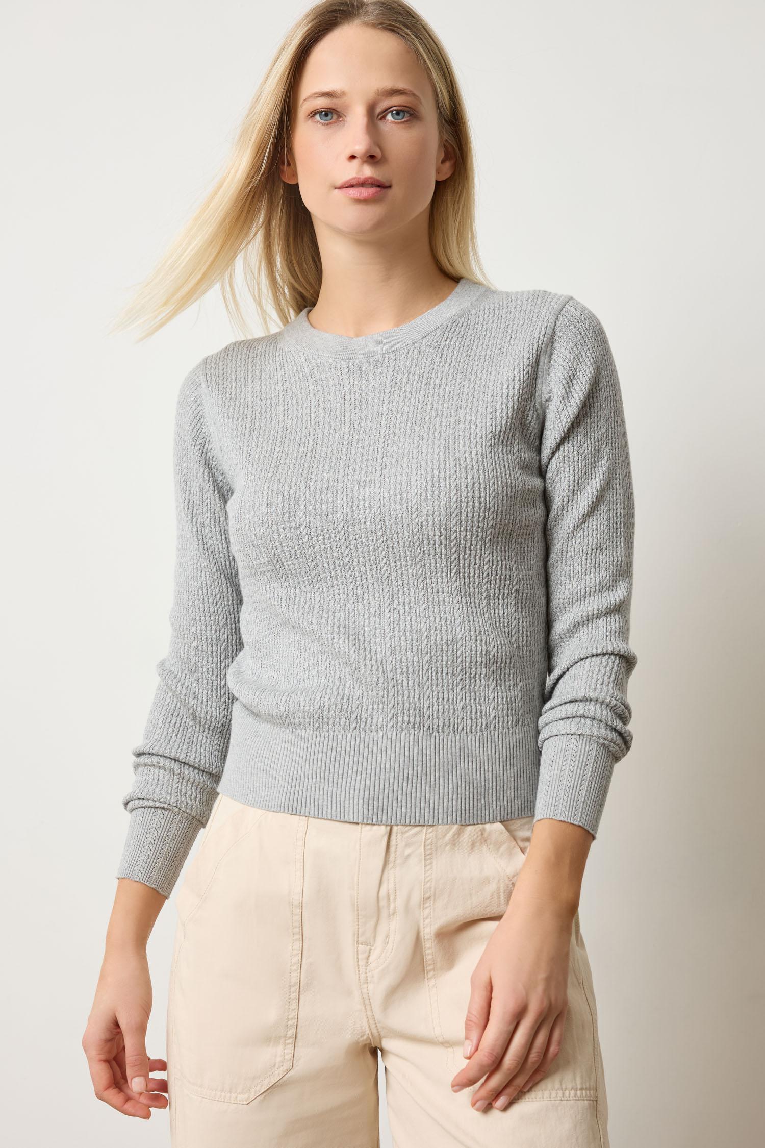 Multi Stitch Pullover Sweater Womens Sweater Heather Grey A1