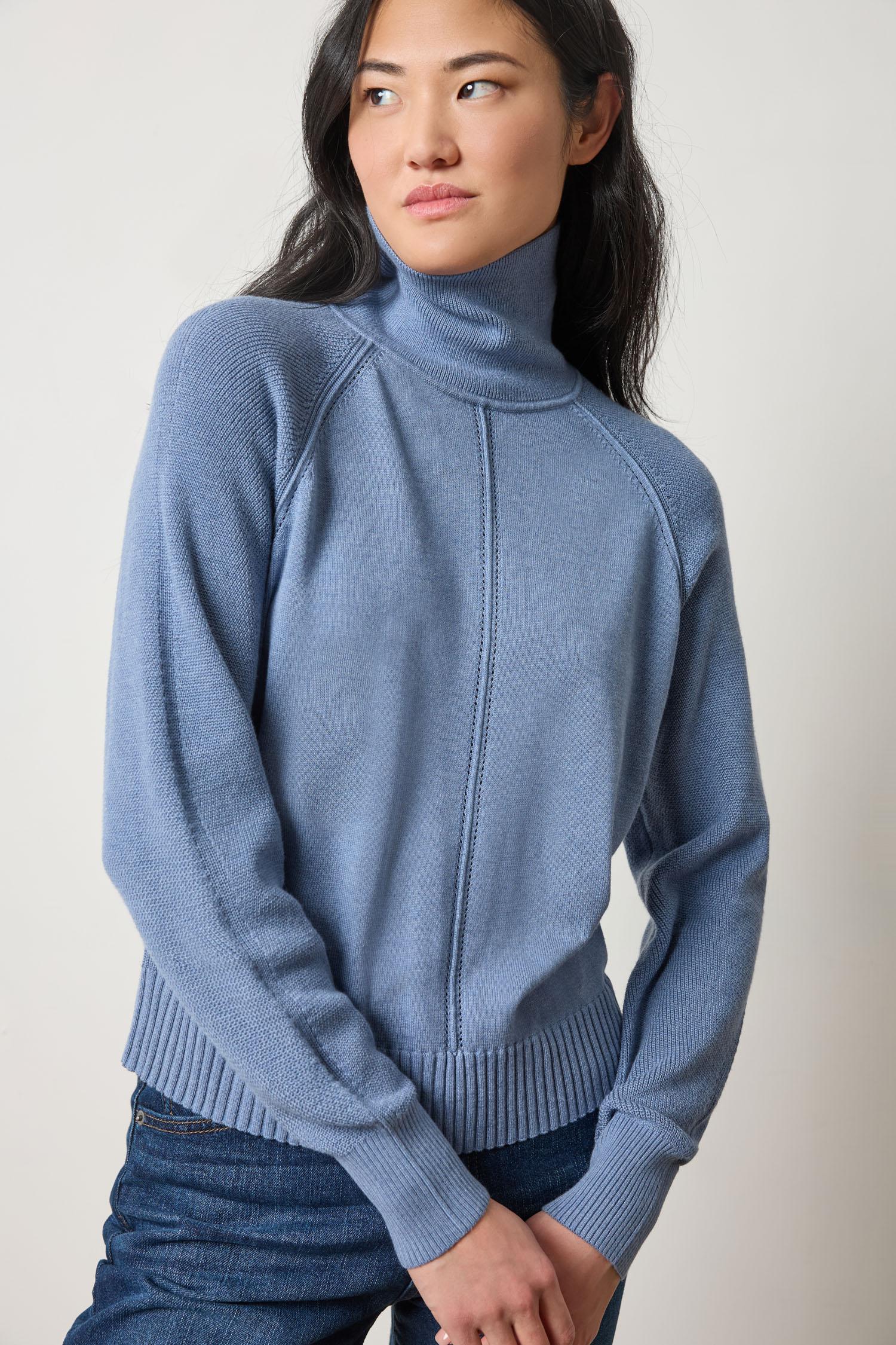 Relaxed Turtleneck Sweater Womens Sweater Bluebell A1