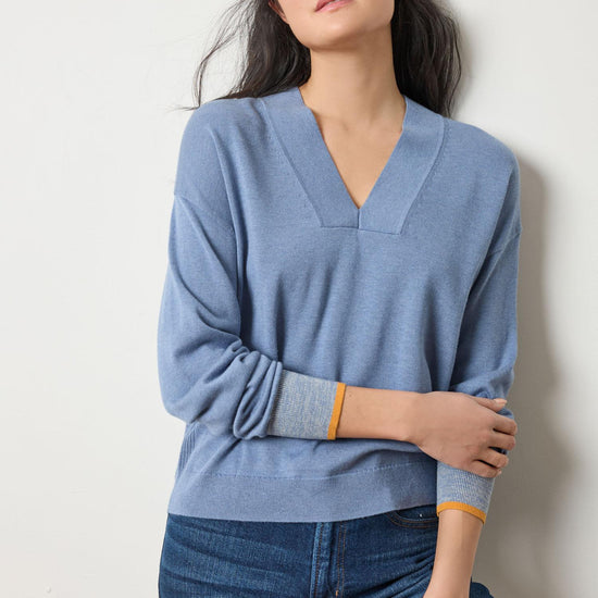 V-Neck Pullover Sweater Womens Sweater Bluebell A1