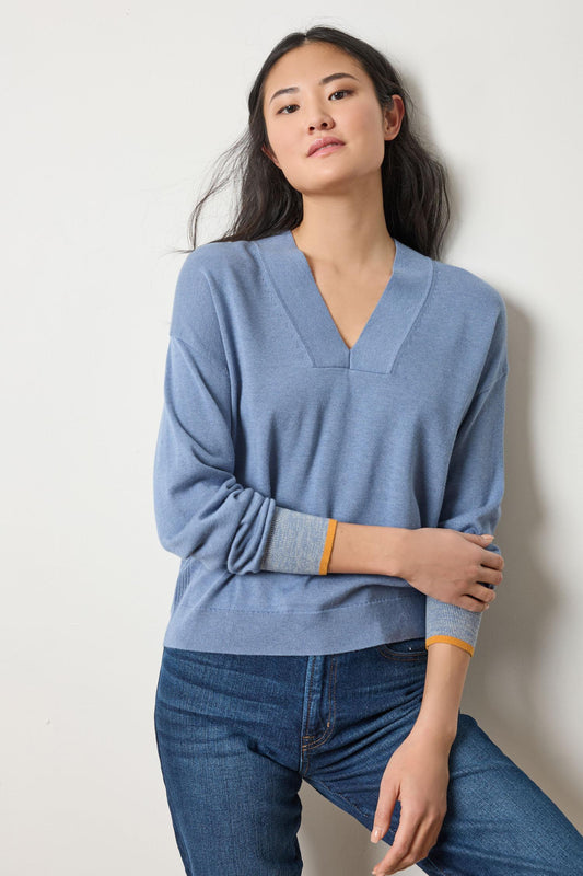 V-Neck Pullover Sweater Womens Sweater Bluebell A1