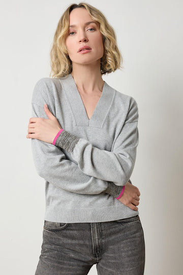 V-Neck Pullover Sweater Womens Sweater Heather Grey A3