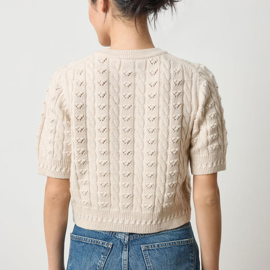Short Sleeve Cardigan Sweater Womens Sweater Oat A2