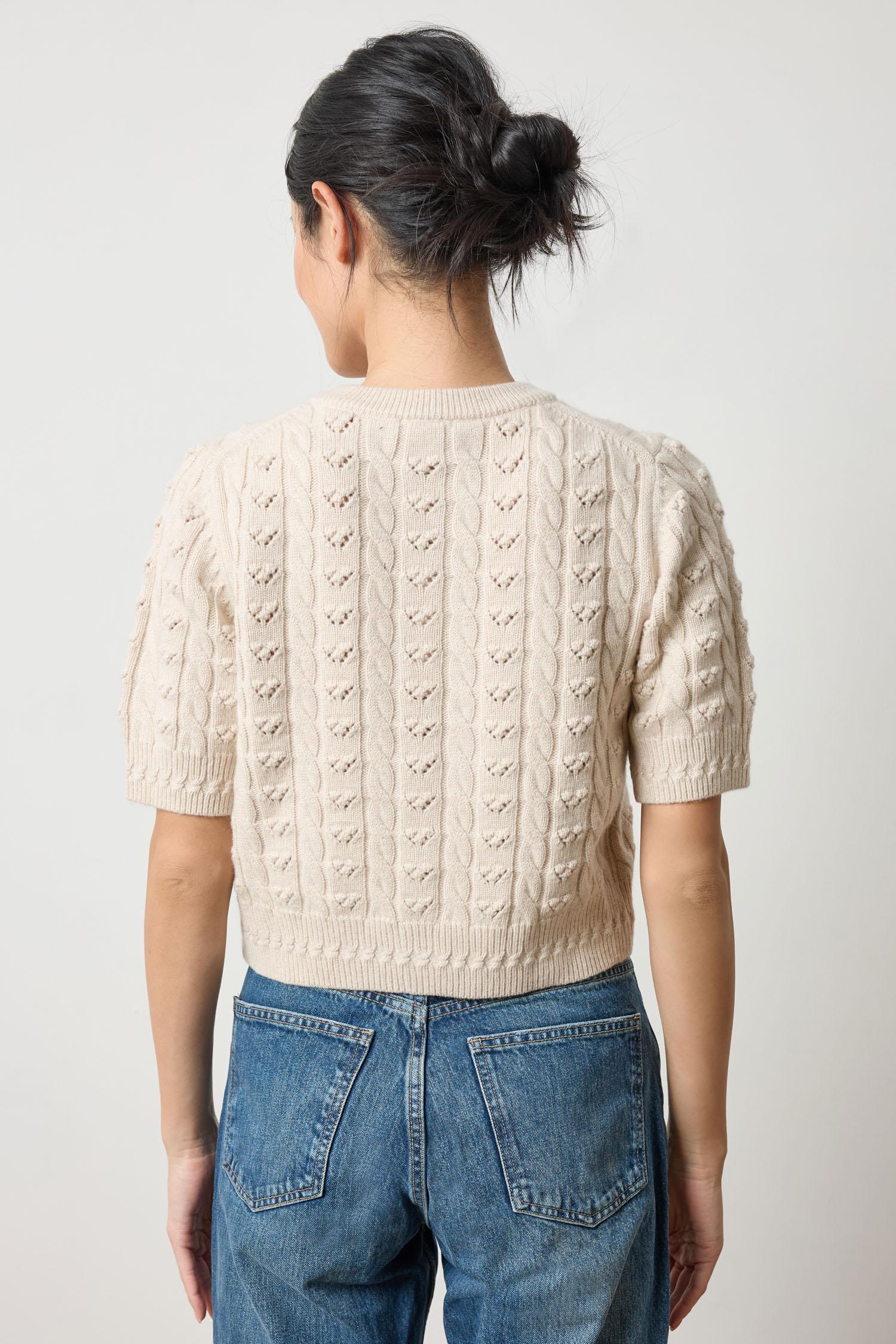 Short Sleeve Cardigan Sweater Womens Sweater Oat A2