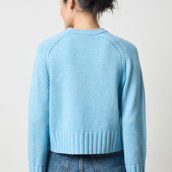 Saddle Sleeve Crewneck Sweater Womens Sweater Mystic Blue 2