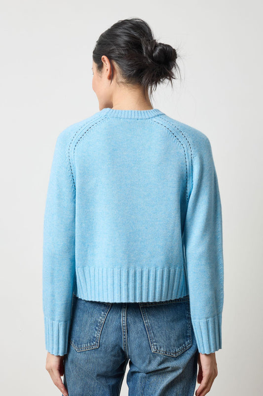 Saddle Sleeve Crewneck Sweater Womens Sweater Mystic Blue 2