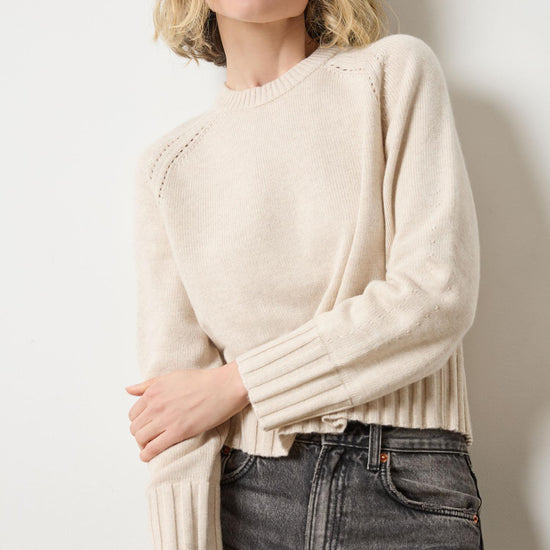 Saddle Sleeve Crewneck Sweater Womens Sweater Oat A1