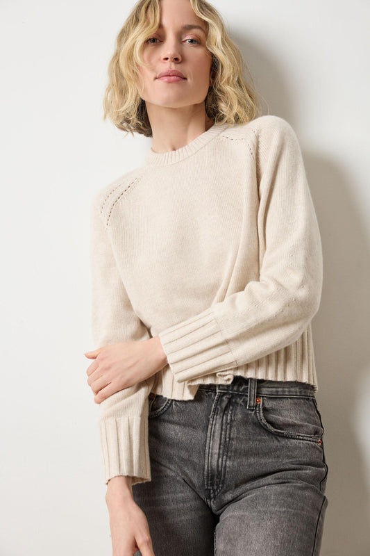 Saddle Sleeve Crewneck Sweater Womens Sweater Oat A1