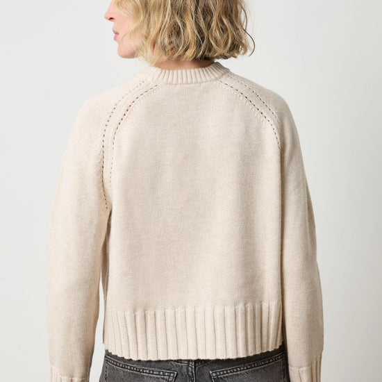 Saddle Sleeve Crewneck Sweater Womens Sweater Oat A2