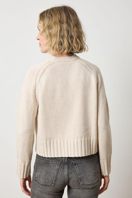 Saddle Sleeve Crewneck Sweater Womens Sweater Oat A2
