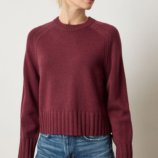 Saddle Sleeve Crewneck Sweater Womens Sweater Plum A1