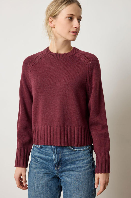 Saddle Sleeve Crewneck Sweater Womens Sweater Plum A1