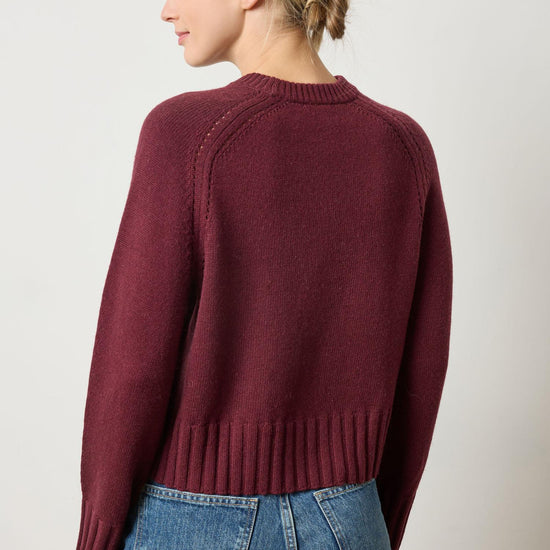 Saddle Sleeve Crewneck Sweater Womens Sweater Plum A2