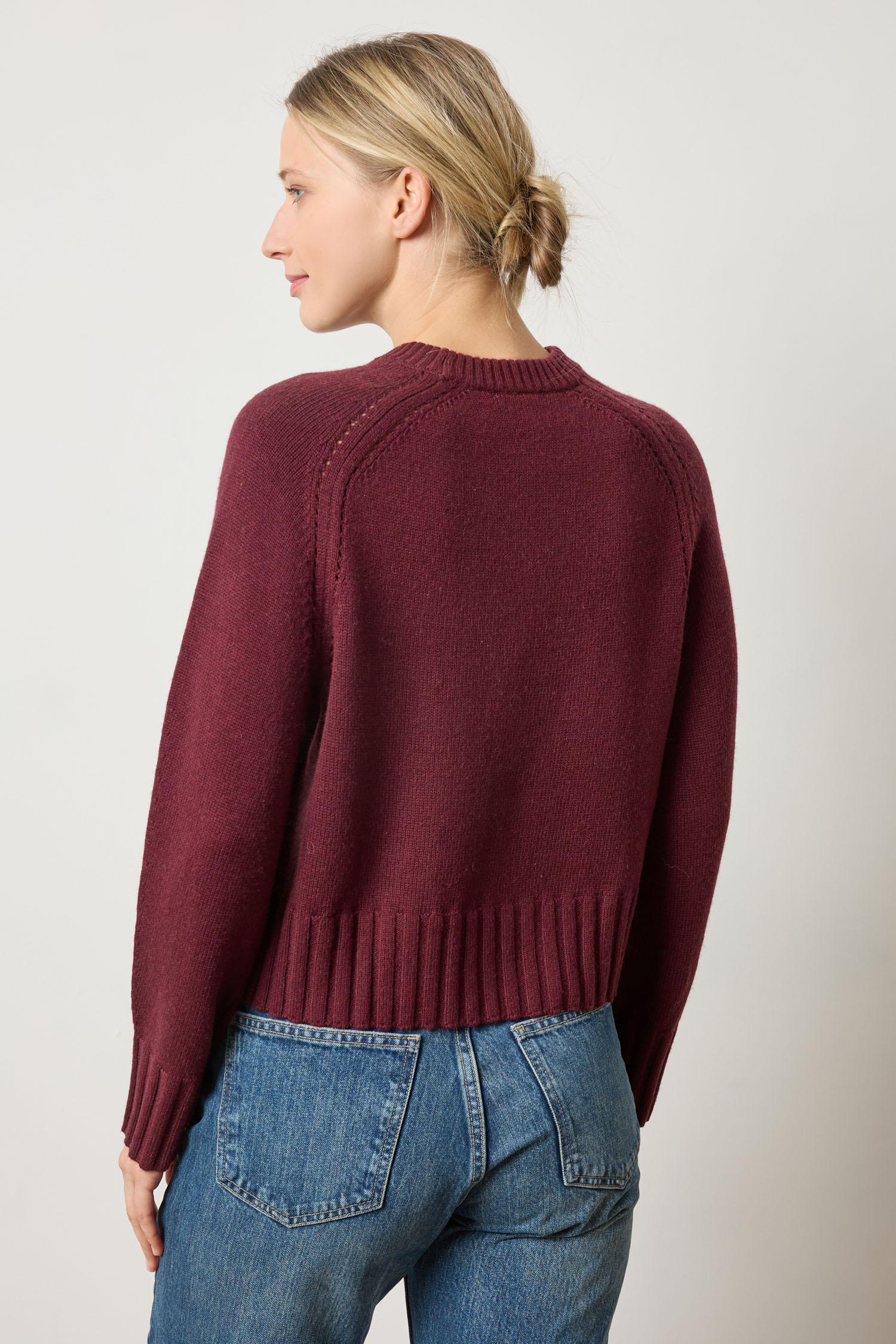 Saddle Sleeve Crewneck Sweater Womens Sweater Plum A2