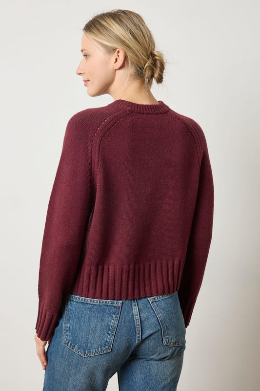 Saddle Sleeve Crewneck Sweater Womens Sweater Plum A2